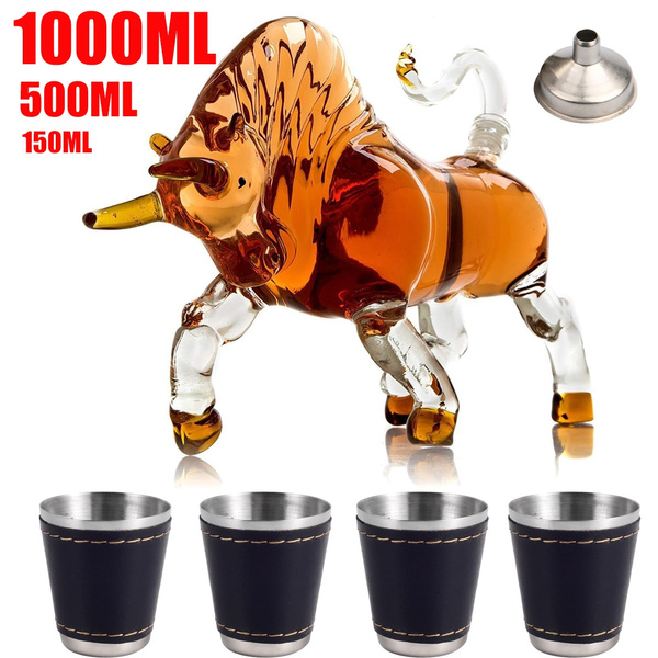 6pcs/set Fighting Bull Decanter 150ml/500ml/1000ml Savant Charging Bull ...