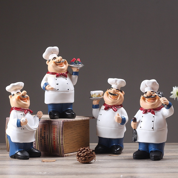 ZAMTAC Artificial Chef Kitchen Decoration Figurine Miniatures Resin  Ornament Vintage Art Home Decor Accessories for Restaurant Bar Shop -  (Color: 916)