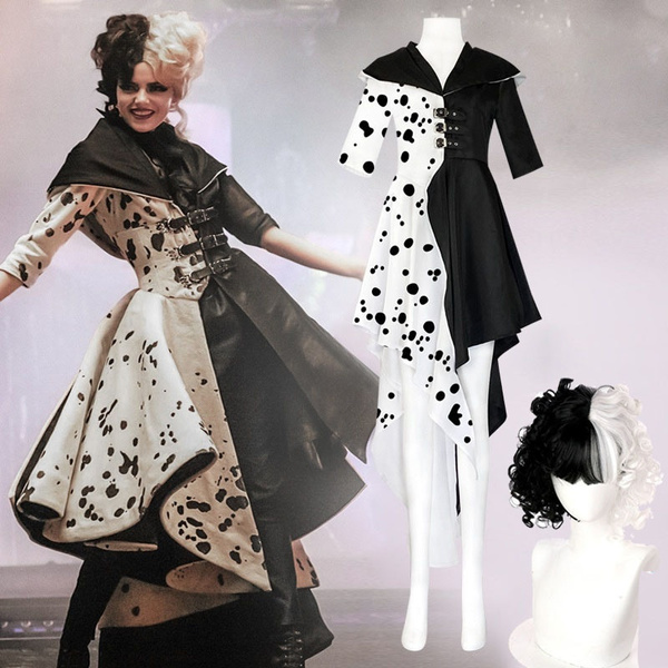 101 Dalmatians Cruella De Vil cosplay costumes Women's Spotted Halloween Dresses 