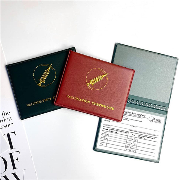 1Pcs PU Leather Vaccine Card Holder To Protect Your CDC Vaccine Card 