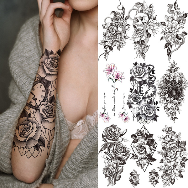 6 Sheet small fake Rose tattoo for women GirlsTemporary Tattoos blue red  flower waterproof and Long Lasting sexy tattoos flowers include purple  pin on OnBuy