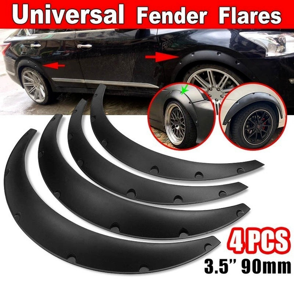 4Pcs Universal 3.5/90mm Flexible Car Fender Flares – Extra Wide Body Black Plastic