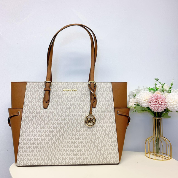 MICHAEL KORS 35S1G2GT7B Gilly Large Logo and Leather Travel Tote Bag ...