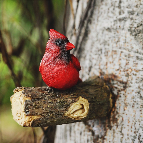 Garden Cardinal Red Bird Statue Cardinal Bird Hanging Garden Sculpture