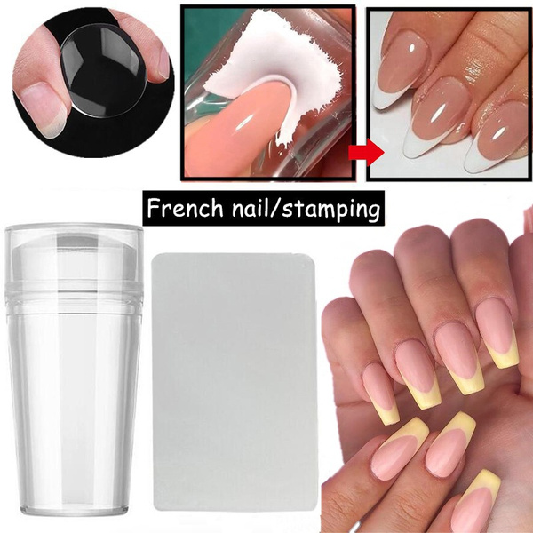 Silicone Stamper Set French Nails Moldels Jelly Print Stamp Plate