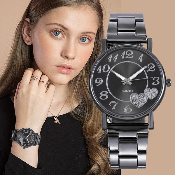 Black metal best sale watches for women's