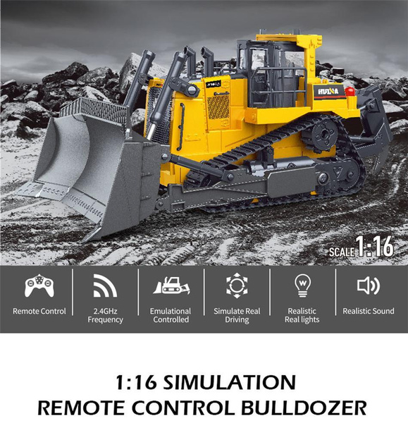 Huina 1569 1:16 8ch Rc Bulldozer Remote Control Truck Hobby Engineering Vehicle Machine On