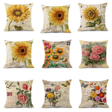 cottoncushioncover, Cotton, Sunflowers, Home & Living