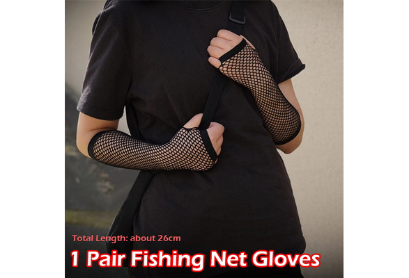 1 Pair Black Fishnet Gloves Womens Fingerless Gloves Girls Dance