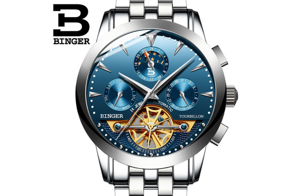 BINGER Automatic Winding Mechanical Watches Tourbillon Mechanical