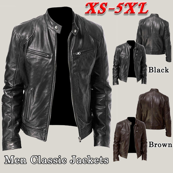Mens Biker Motorcycle Vintage Black Bomber Winter Real Leather Jacket