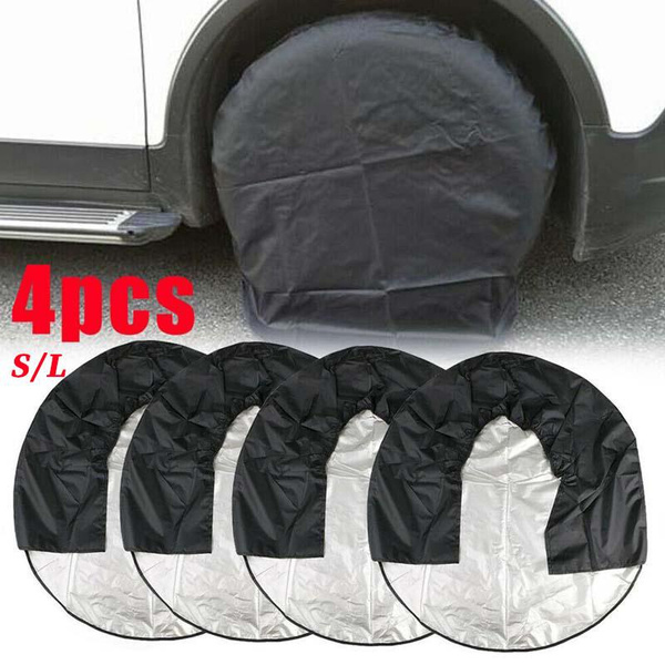 4Pcs S/L Tire Cover Case Car Spare Tire Cover Storage Bags Carry Tote