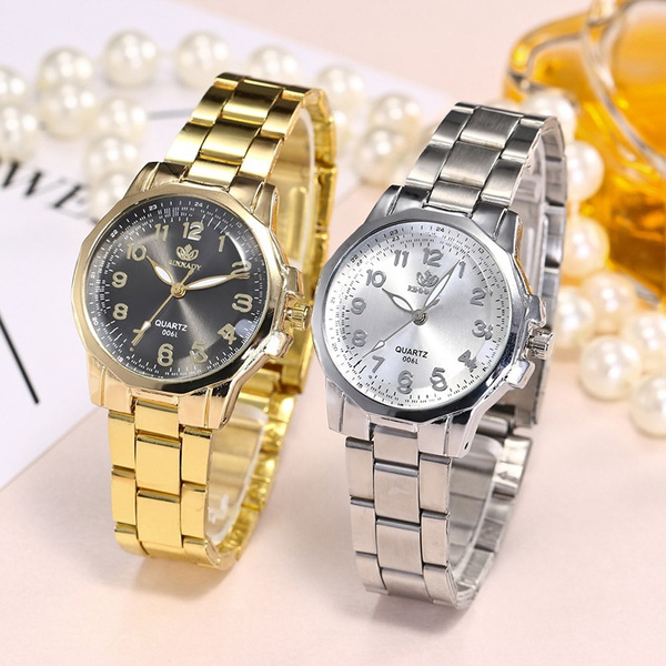 Fashion Stainless Steel Women Luxury Watch Analog Quartz Round ...