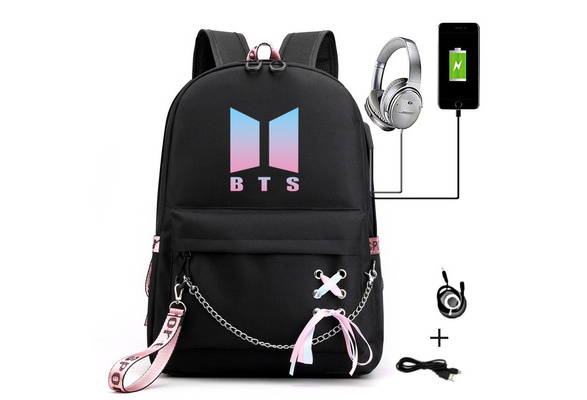 Bts Backpack Cute Usb Charging School Bag