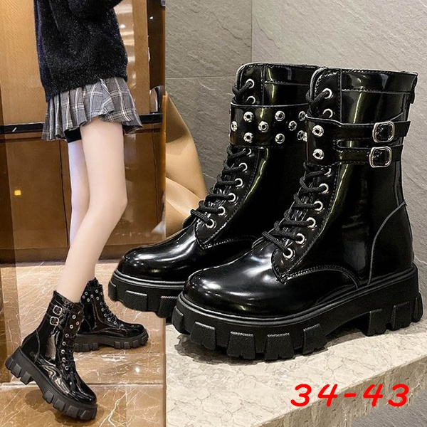 platform rivet motorcycle boots