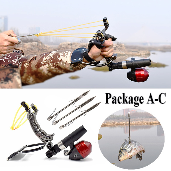 Archery Folding Slingshot Hunting Bow Arrows Shooting Powerful Fish Catapult US 