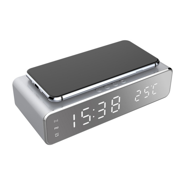 LED Electric Alarm Clock With Phone Charger Wireless Desktop Digital Thermometer Clock HD Clock