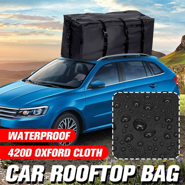 600D Large Waterproof Car Cargo Roof Bag Rooftop Luggage Carrier Black