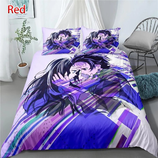 Anime Quilt 3D In Demon Slayer Set, Kimetsu No Yaiba Anime Quilt Set 3D