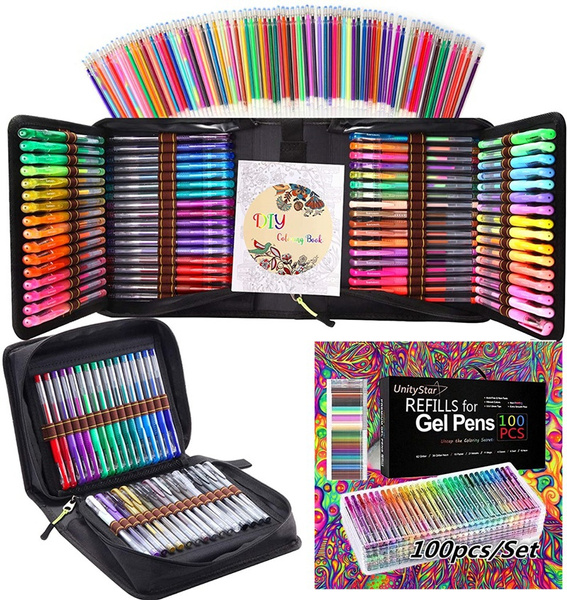 200 Pack Glitter Gel Pens Set 100 Gel Pen plus 100 Refills for