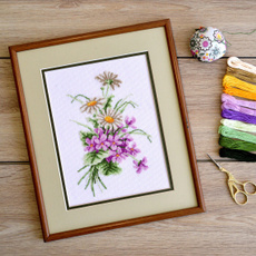 flowercrossstitch, crossstitchdaisy, Bouquet, Handmade