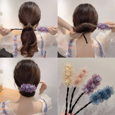 Hair Curlers, hairstyle, Flowers, hairbun