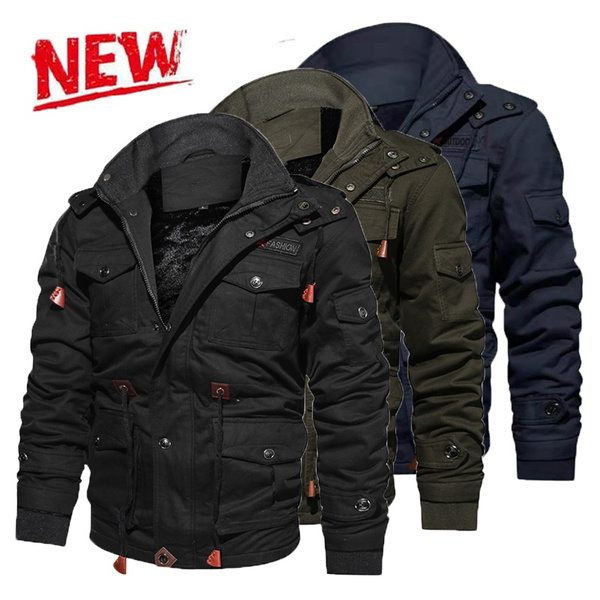 New Autumn And Winter Fashion Mens Miliatry Patch Warm Jacket Tactical