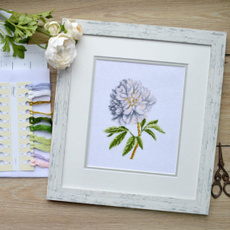 Summer, flowercrossstitch, countedcrossstitch, whitepeony