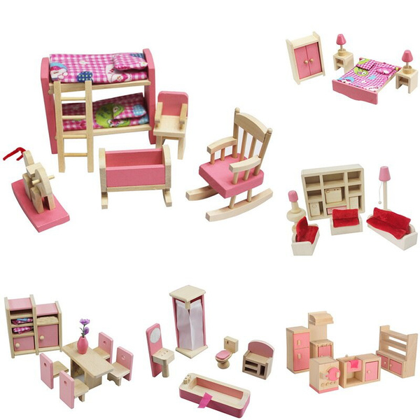 Wooden Dollhouse Furniture Miniature Toy for Dolls Kids Children House ...