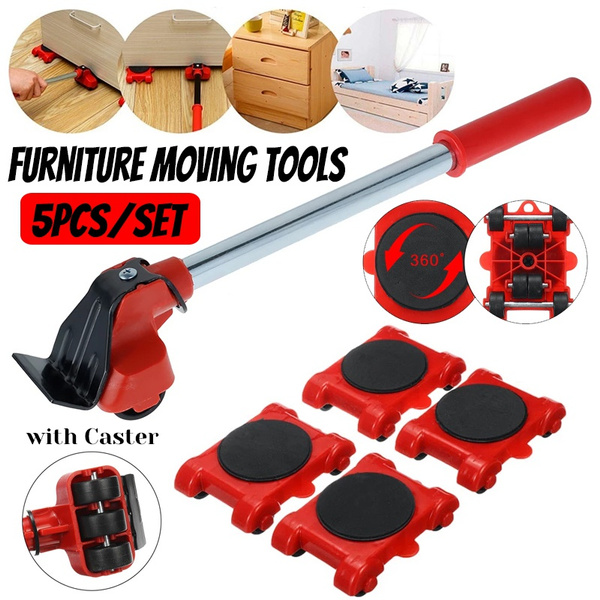 5 Pcs Furniture Mover Set Furniture Mover Tool Transport Lifter Heavy  Stuffs Moving Wheel Roller Bar Hand Tools