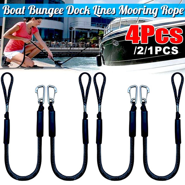 4/2/1Pcs Bungee Dock Line Boat Ropes Docking Line Mooring Rope with  Stainless Steel Clip Accessories for Boats,Built In Snubber, Kayak,  Watercraft,SeaDoo,Jet Ski, Pontoon, Canoe, Power Boat