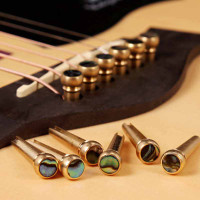 2Pcs String Winder for Acoustic Guitar With Guitar Bridge Replacement Parts for Guitar 6Pcs Brass Guitar Bridge Pins 