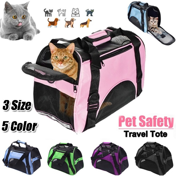 New Soft Pet Carriers Portable Breathable Foldable Bag Cat Dog Carrier Bags  Outgoing Travel Pets Handbag with Locking Safety Zippers
