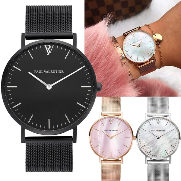 Paul valentine rose gold mesh outlet watch