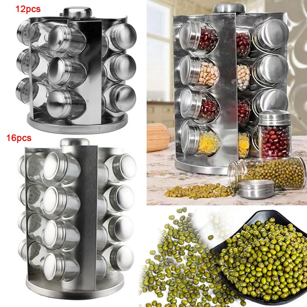 Stainless Steel Condiment Pot Storage Container Seasoning Bottle Spice Jar