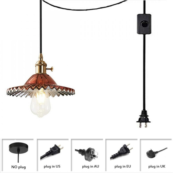 Rose Gold Glass Pendant Light With, Plug In Ceiling Lamp Holder
