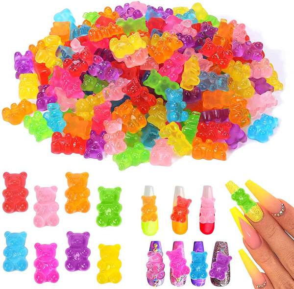 Nail Charms, 10 Pcs Gummy Bear Nail Charms for 3D Nail Art