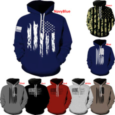 3D hoodies, Fashion, pullover hoodie, USA flag