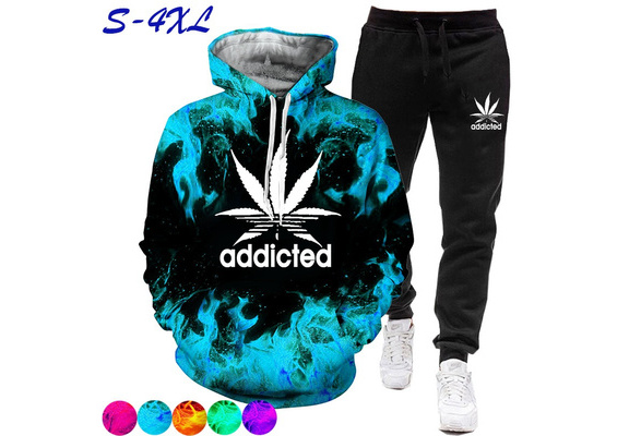 2021 Mens Fashion Addicted Hoodie Sweatshirt And Sweatpant Tracksuit 3d  print Jogging Suits Plus Size S-4XL