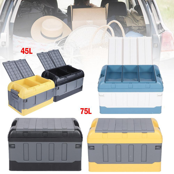 45L/75L Car Trunk Collapsible Storage Bin Folding 2/3 Compartments
