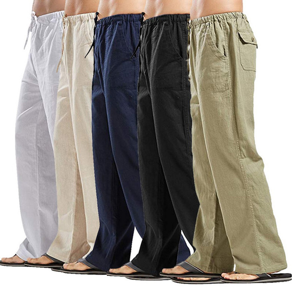 Summer Mens Pants Cotton Linen Brand | Casual Linen Trousers Man Leisure -  Loose - Aliexpress