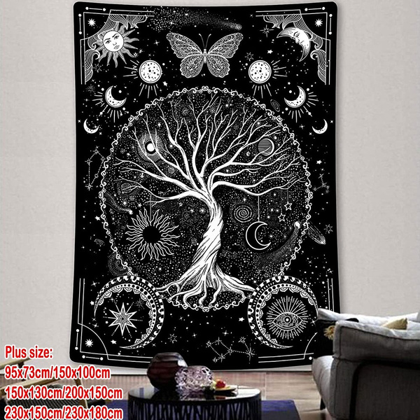 trippy tree drawings black and white