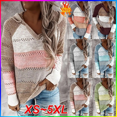 stitchingcolorsweater, Plus Size, pullover sweater, Long Sleeve