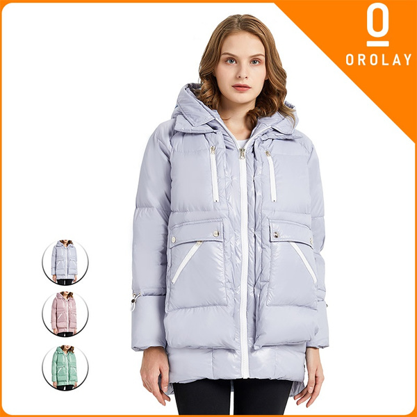 Orolay Women's Long Thickened Hooded Down Jacket