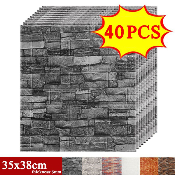 40/50/60 Pieces Diy 3d Foam Brick Pattern Wallpaper, 3d Foam Square  Waterproof Wall Sticker For Wall Background Bedroom Living Room, (Inch,  Color Optional)