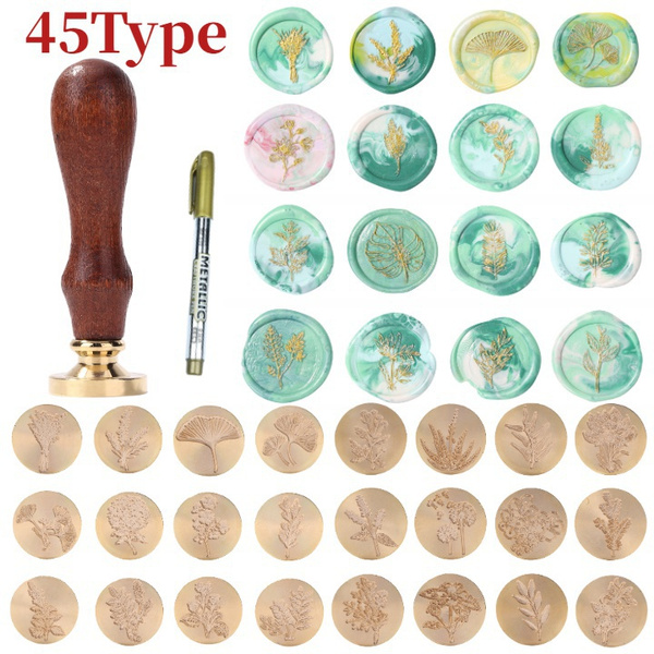 45 Types Plant Flowers Grasses Style Wax Sealing DIY Seal Wax Stamping ...