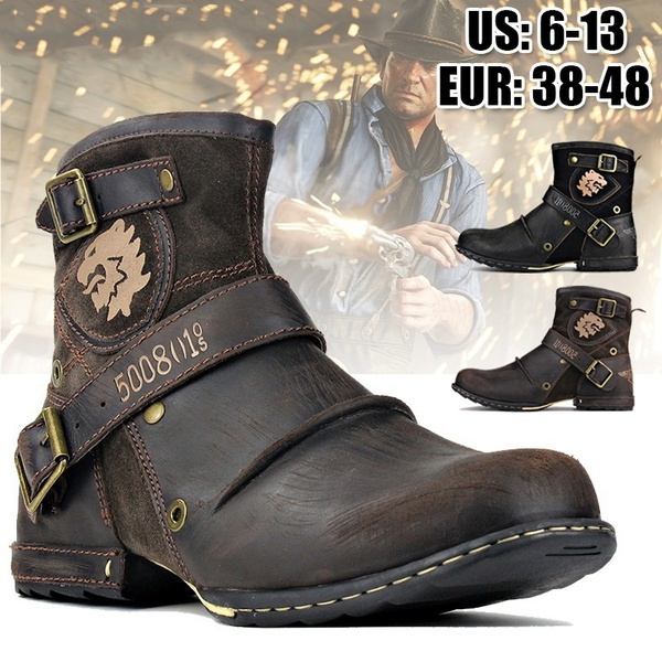 Botas masculinas de couro genuíno Botas de vaqueiro masculinas de alta  qualidade Botas masculinas com zíper Botas para motocicleta Botas góticas  Moda vintage Botas ocidentais | Wish