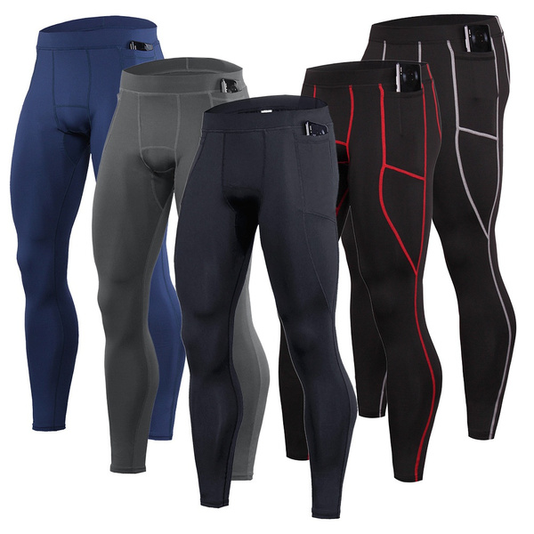 Men's Quick Dry Compression Baselayer Pants Running Tights Leggings with Phone  Pocket