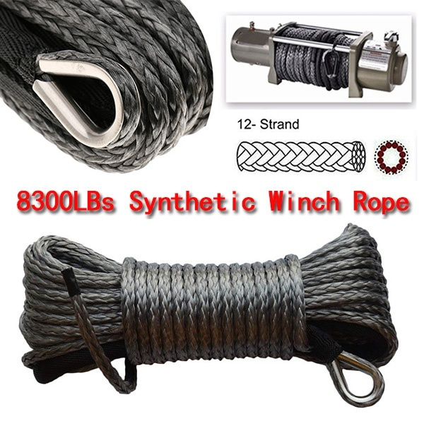 Synthetic Winch Rope 1/4" X 50' Winch Cable Blue Winch Rope 8000+ LBs