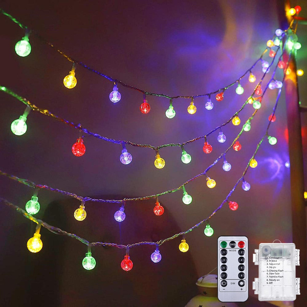 LED Crystal Ball String Lights Dimmable 8 Modes Fairy Gypsophila Bubble